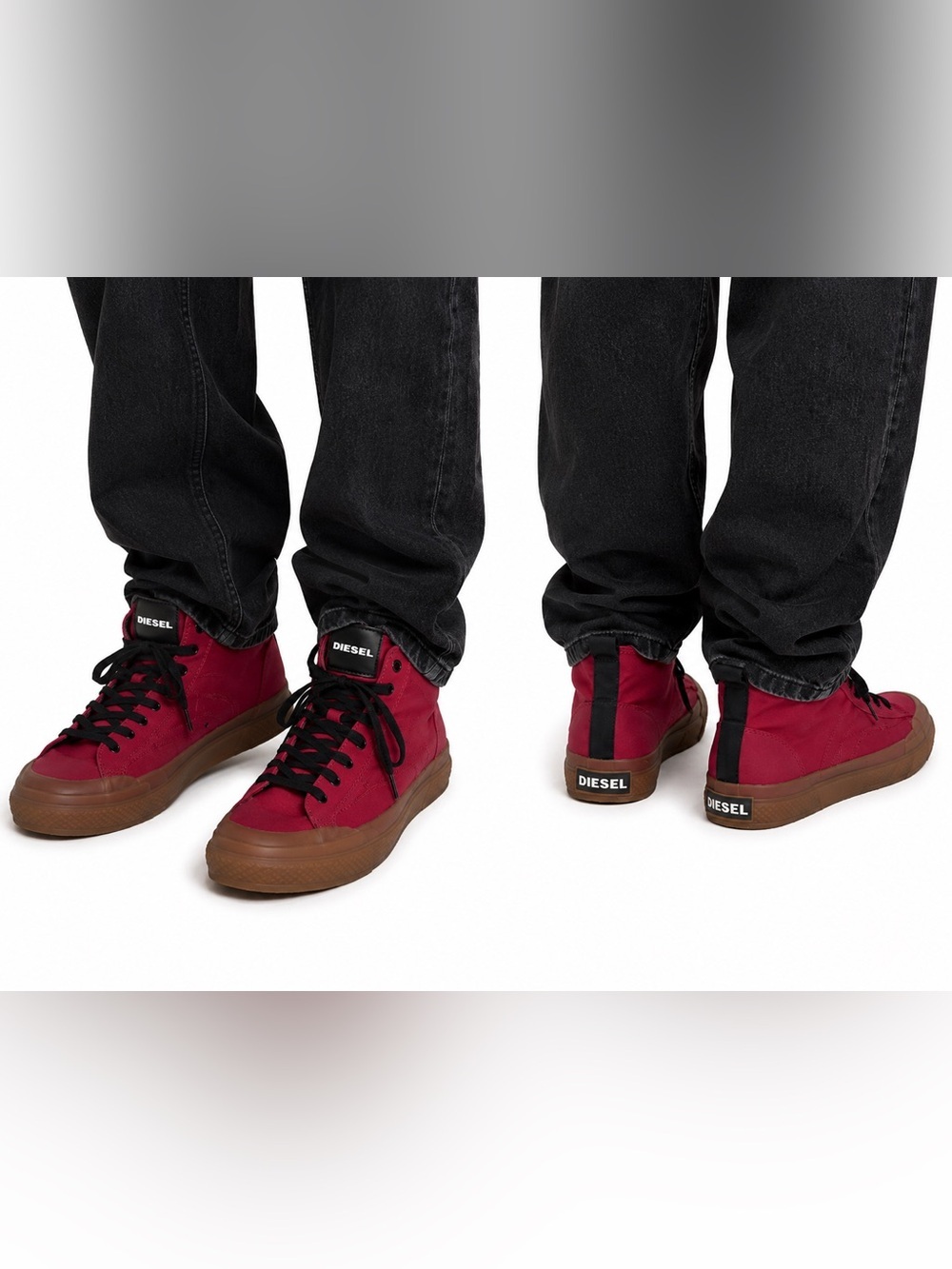 Diesel S-Astico Mid Lace High-Top Sneakers Burgundy Red Gum Sole Men’s US 8